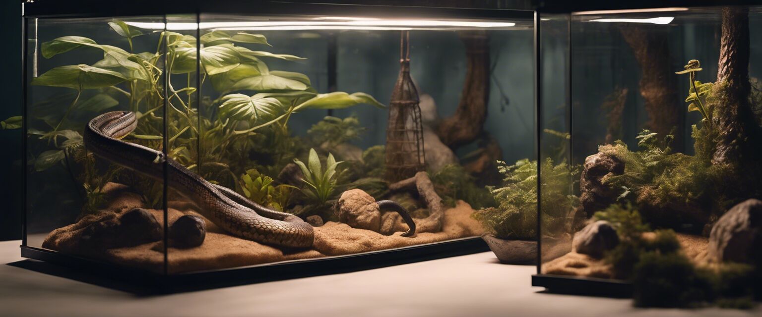 Glass terrarium for breeding snakes